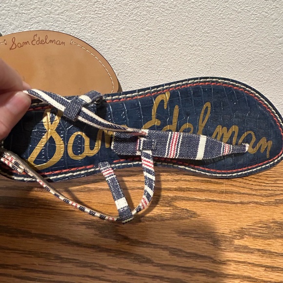 Sam Edelman Striped Navy and White Sandals - Picture 10 of 11